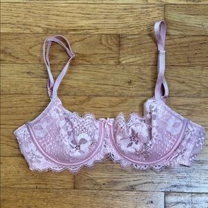 Victoria’s Secret Unlined Lace Bow Balconette Pink Bra